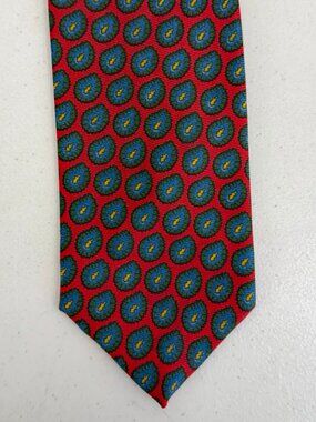 Vintage Red Paisley Silk Tie 1970s Classic Men's Necktie Made in England  Condit